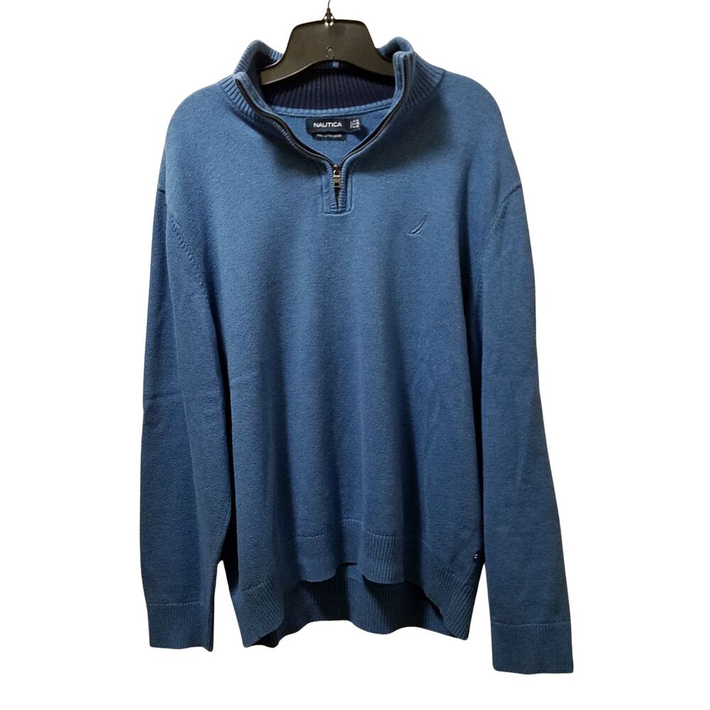 Nautica Sweater Men's XL Blue Quarter Zip Pullover